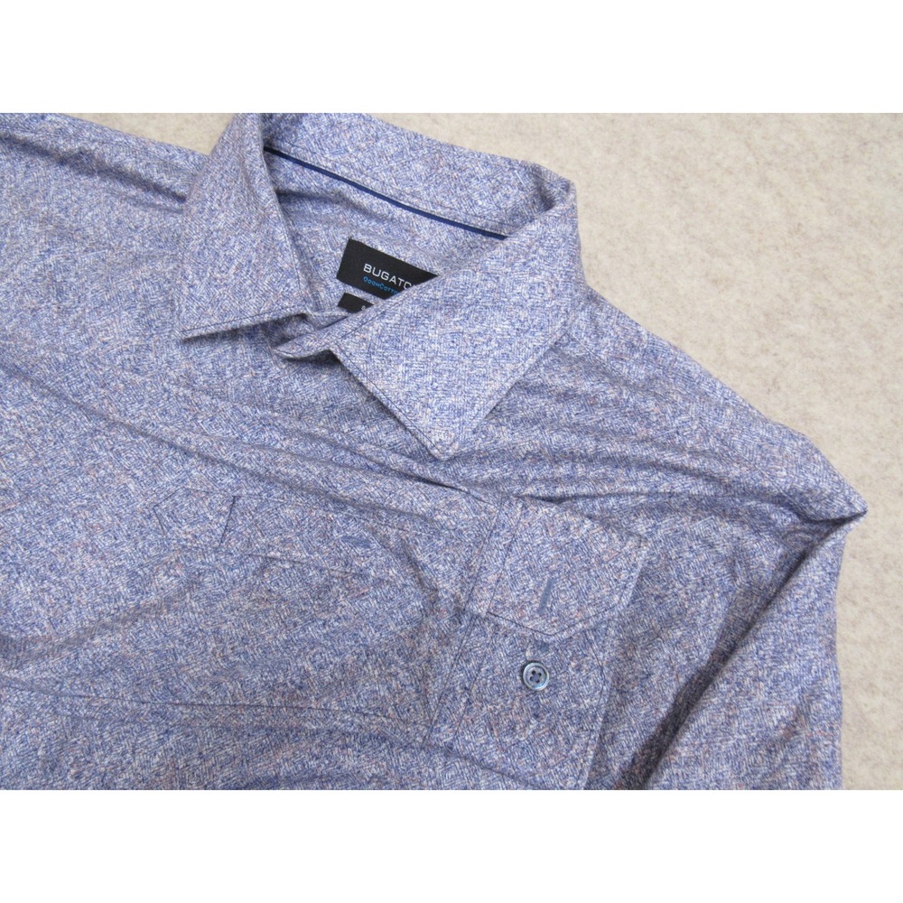 Bugatchi OoohCotton Tech Shirt Mens Large Air Blue 8-Way Stretch AF9167K60